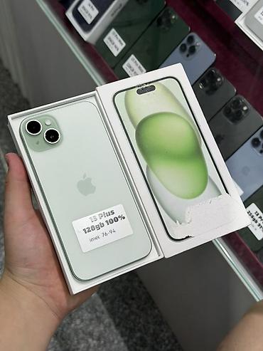 стекло телефон: IPhone 15 Plus, Б/у, 128 ГБ, Зеленый, Защитное стекло, Чехол, Кабель, В рассрочку, 100 % — 1