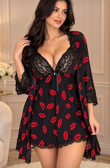 Нижнее белье: Qadınlar üçün zərif gecə dəsti – qısa, yüngül və şəffaf babydoll tipli — 1