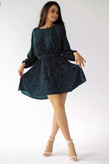 dance: Р 48/58, цена 250сом, распродажа Платье миди в мелкий горошек - — 1