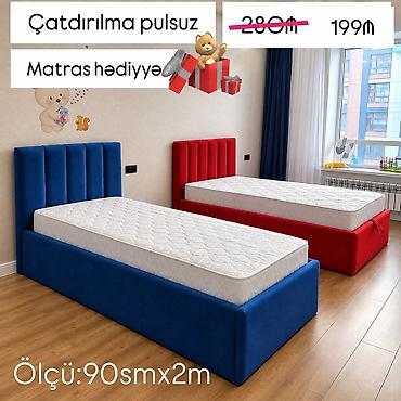 Uşaq/yığcam otaqlar üçün müasir tək nəfərlik çarpayı - Ölçü: 90 sm x