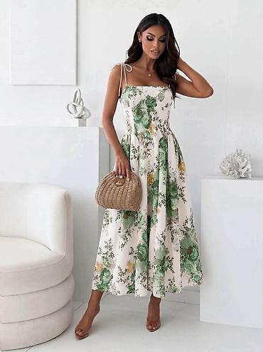 vinil sandale: Ženska letnja haljina na bretele – floralni print Univerzalne veličine — 2