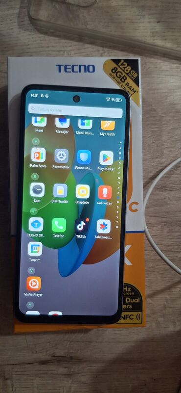 fləş: Tecno Spark 20C, 128 GB, rəng - Ağ, Barmaq izi