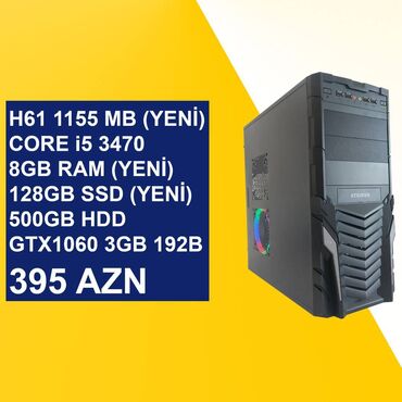 2 ci el komputer: Sistem Bloku "Qori DDR3 H61 1155 Core i5 3470 GTX1060 3GB" ⭐Tək Sistem
