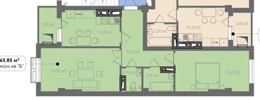 купить квартиру в рассрочку от хозяина: 2 комнаты, 66 м², Элитка, 10 этаж, ПСО (под самоотделку)