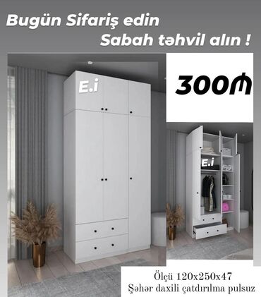 Çaydanlar: Yeni, 3 qapılı Düz dolab, Şifonyer