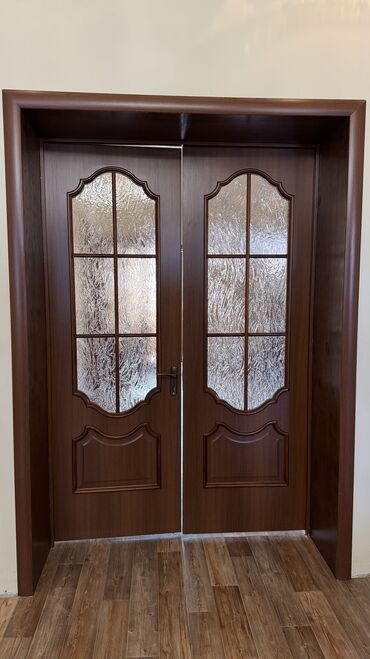 лак для дерева: Межкомнатная дверь со стеклом, Double leaf of doors, Российская, цвет - Коричневая, 210 * x 70 см, Б/у