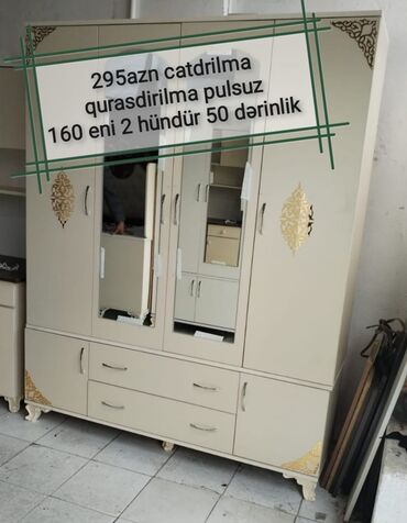 Dolablar: Yeni, Açılan, 4 qapılı Düz dolab, Qarderob, paltar dolabı, Azərbaycan — 6