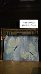 Şəkillər, tablolar: Əl işi rəsm tabloları – akril boya ilə kətan üzərində. 1) Ağ çiçəklər — 8