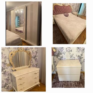 tek yataqlar: Двуспальная кровать, Трюмо, Шкаф, 2 тумбы, Б/у