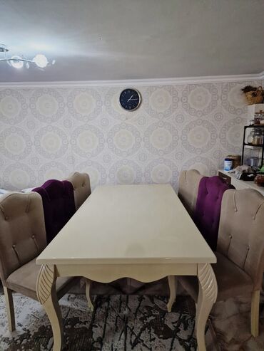 стол для чтения: Для гостиной, Б/у, Квадратный стол, 6 стульев