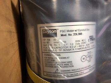 Elektromotori: Dayton PSC motor sa priključnom kutijom – model 23L398 Tehničke — 1