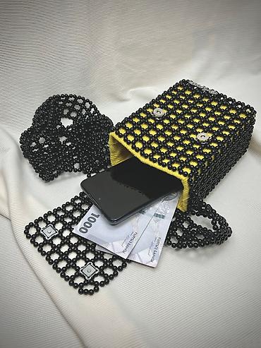 дамские сумки: Сумка-чехол для телефона из бусин ручная работа - Ручная плетёная — 7