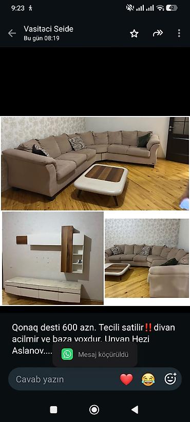 Qonaq desti 600 azn. Tecili satilir‼️divan acilmir ve baza yoxdur
