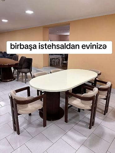 yazi stullari: Yemək otağı dəsti – birbaşa istehsaldan - Oval formalı masa: parlaq — 1