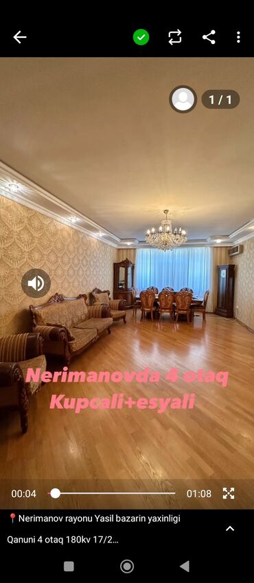 ev senedi ile lombard krediti: Баку, 4 комнаты, Вторичка, 180 м²