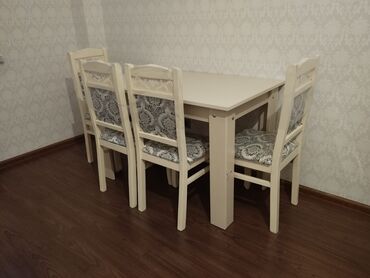 столы стулья: Qonaq otağı üçün, Yeni, Açılan, Dördbucaq masa, 6 stul