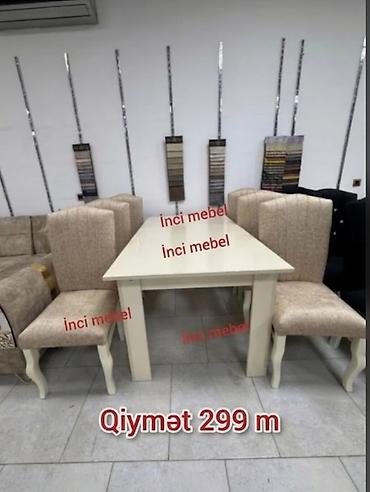Qonaq otağı üçün, Yeni, Açılmayan, Dördbucaq masa, 6 stul