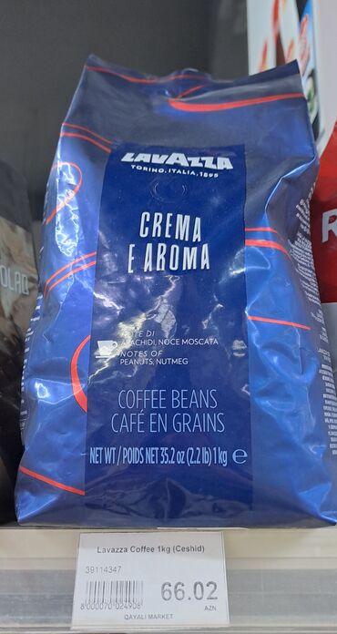 kofe dəmləyən: Lavazza Crema e Aroma qəhvə dənələri, 1 kq-lıq qablaşmada. Bu qəhvə