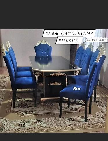 Məhsul: Yemək otağı dəsti – 1 masa + 6 stul - Dizayn: Klasik üslubda