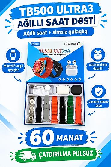 elektron saat: TB500 ULTRA3 ağıllı saat dəsti – ağıllı saat + simsiz qulaqcıq — 1