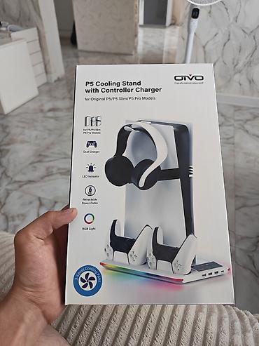 playstation 4 disc: OVO P5 Cooling Stand with Controller Charger – PS5 üçün çoxfunksiyalı — 1