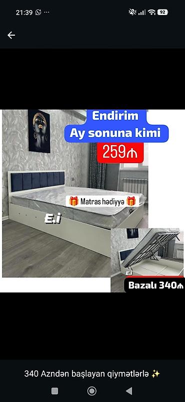Bazalı çarpayı dəsti - Modern dizaynlı, yumşaq başlıq panelləri ilə