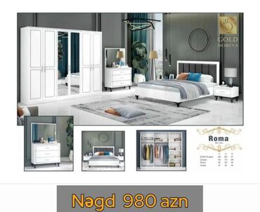 Yataq otağı dəstləri: İkinəfərlik çarpayı, Dolab, Termo, 2 tumba, Azərbaycan, Yeni — 6
