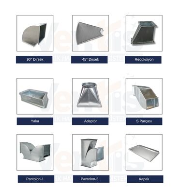 Havalandırma sistemləri: Məhsul: Havalandırma kanalları və fittingslər (galvanizli polad) — 6