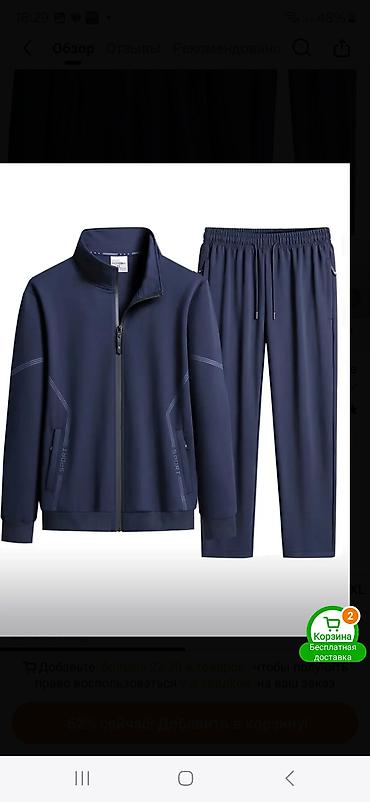Kişi idman dəsti – 3XL, təzə - Rəng: tünd göy (navy) - Üst: fermuarlı