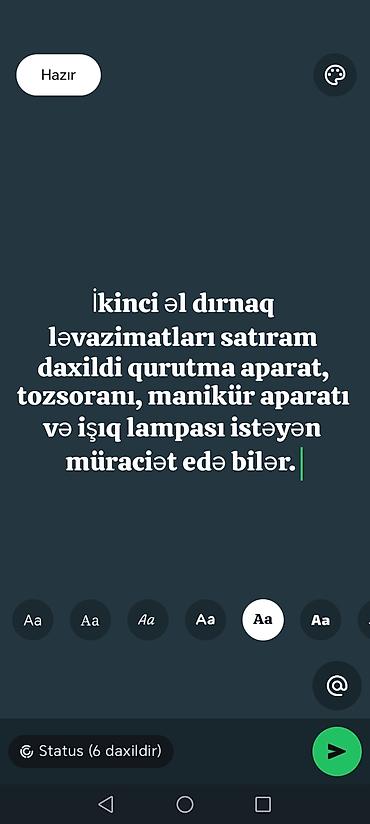 xonça dekor işleri: Manikür üçün ikinci əl avadanlıq dəsti. Dəst tərkibi: - Daxili — 1