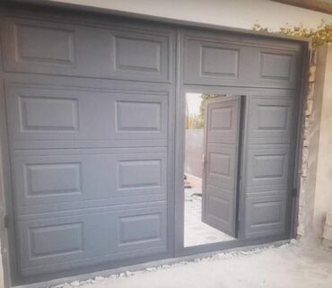 Qaraj darvazaları: Dəmir Qaraj darvazası, Seksional, Avtomatik, rəng - Qəhvəyi, Qapı ilə — 11