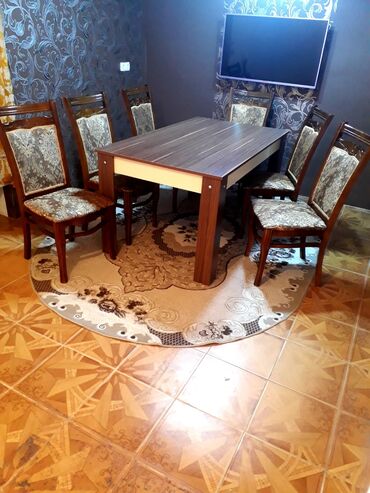 bağ üçün stol stul: Для гостиной, Прямоугольный стол, 6 стульев