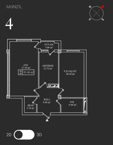 Yeni tikili: Bakıxanov qəs., 2 otaqlı, Yeni tikili, m. Koroğlu, 84 kv. m — 9