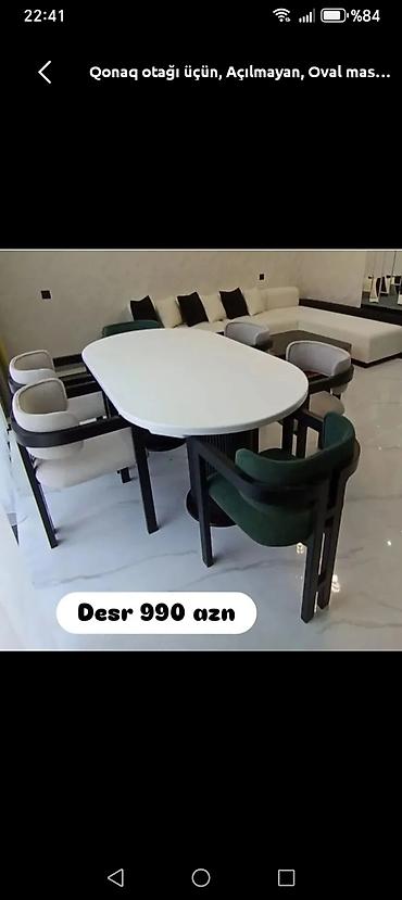 su ceni gence: Qonaq otağı üçün, Yeni, Açılmayan, Oval masa, 6 stul — 1