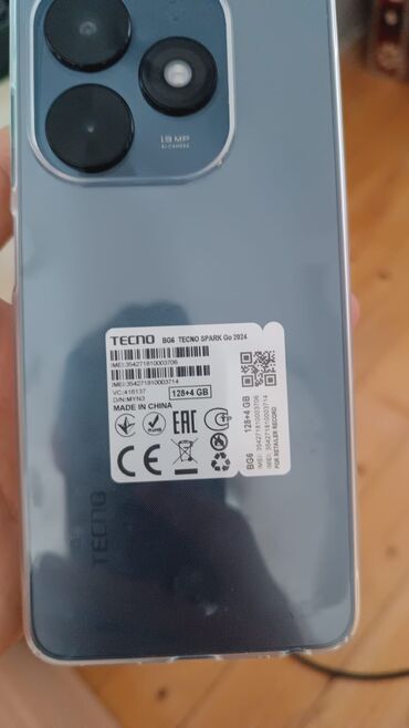 telefonlarin qiymeti: Tecno Spark, 128 GB, rəng - Göy, Düyməli, Barmaq izi