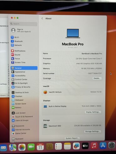 Ноутбуки: Ноутбук, Apple, 32 ГБ ОЗУ, Intel Core i7, 16 ", Б/у, Для работы, учебы, память SSD — 10