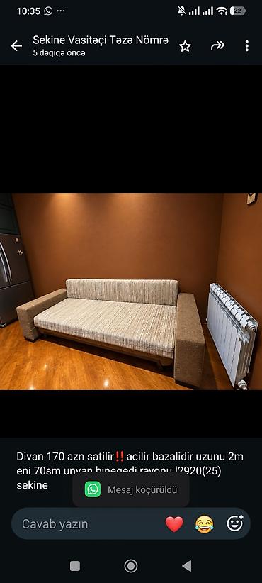 Divan 170 azn satilir‼️acilir bazalidir uzunu 2m eni 70sm unvan