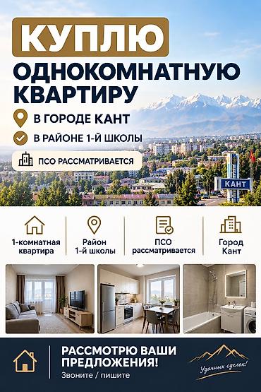 Куплю квартиру: Куплю однокомнатную квартиру в районе Абдыш Ата (№1 школы) или сниму — 1