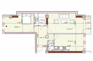 квартира берилет оскон ордо: 2 комнаты, 83 м², Элитка, ПСО (под самоотделку)