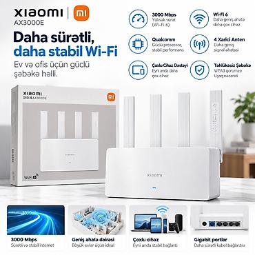 xiaomi modem: Xiaomi AX3000E Wi‑Fi 6 router - 3000 Mbps-ə qədər yüksək sürət (Wi‑Fi — 1