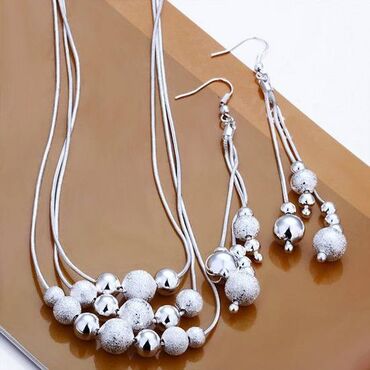 roze srebro: Set: Earrings, Necklace, Material: Silver