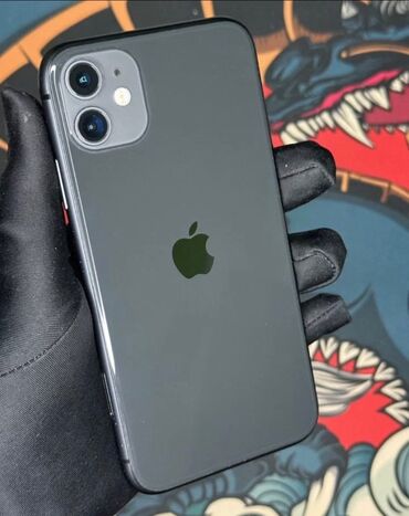 бу айфоны: IPhone 11, Колдонулган, 128 ГБ, Заряддоочу түзүлүш, Коргоочу айнек, Каптама, 100 %