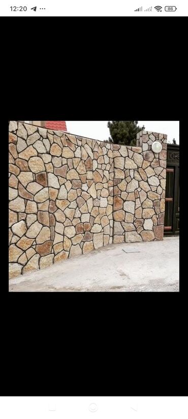 Fasad işləri: Dekorativ daş üzlük və manqal/ocaq tikinti xidməti - Həyət və fasad — 9