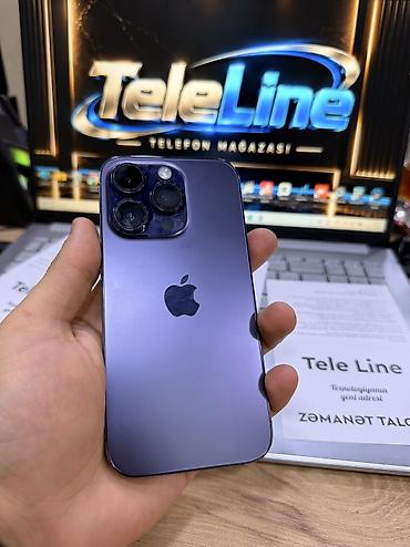 iphone iks: IPhone 14 Pro, 128 GB, Deep Purple, Zəmanət, Kredit, Simsiz şarj — 1