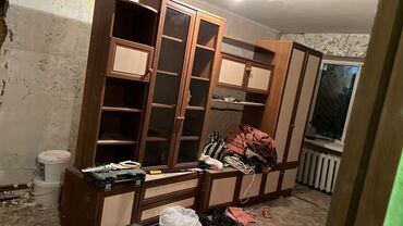 стенка мебель: Зал үчүн гарнитур, ДСП, түсү - Күрөң