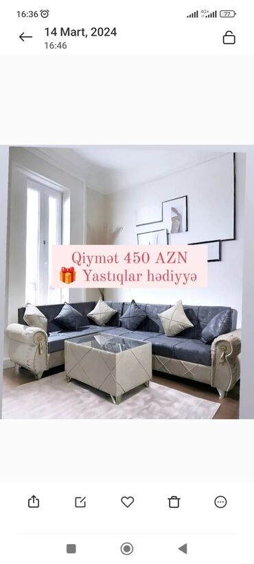 Künc divan, Yeni, Açılmayan, Bazasız, Parça, Şəhərdaxili pulsuz çatdırılma