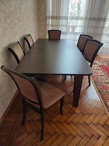Qonaq otağı üçün, İşlənmiş, Açılan, Dördbucaq masa, 6 stul