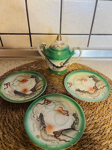 Qab-qacaq və mətbəx ləvazimatları: Çay dəsti, rəng - Yaşıl, Keramika, 1 nəfərlik, Yaponiya — 1