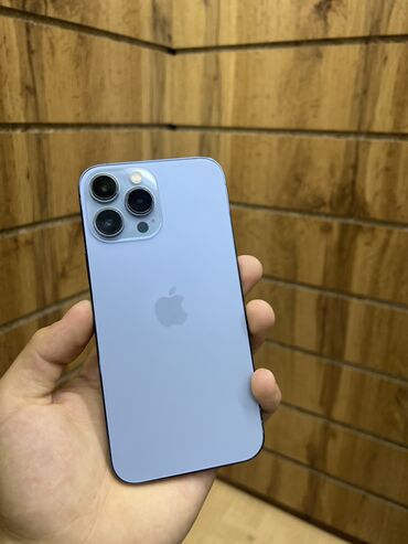 первый айфон: IPhone 13 Pro Max, Колдонулган, 128 ГБ, Көгүлтүр, Коргоочу айнек, Каптама, 100 %