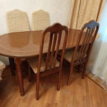 islenmis kuxna stolu: Для кухни, Для гостиной, Б/у, Овальный стол, 4 стула